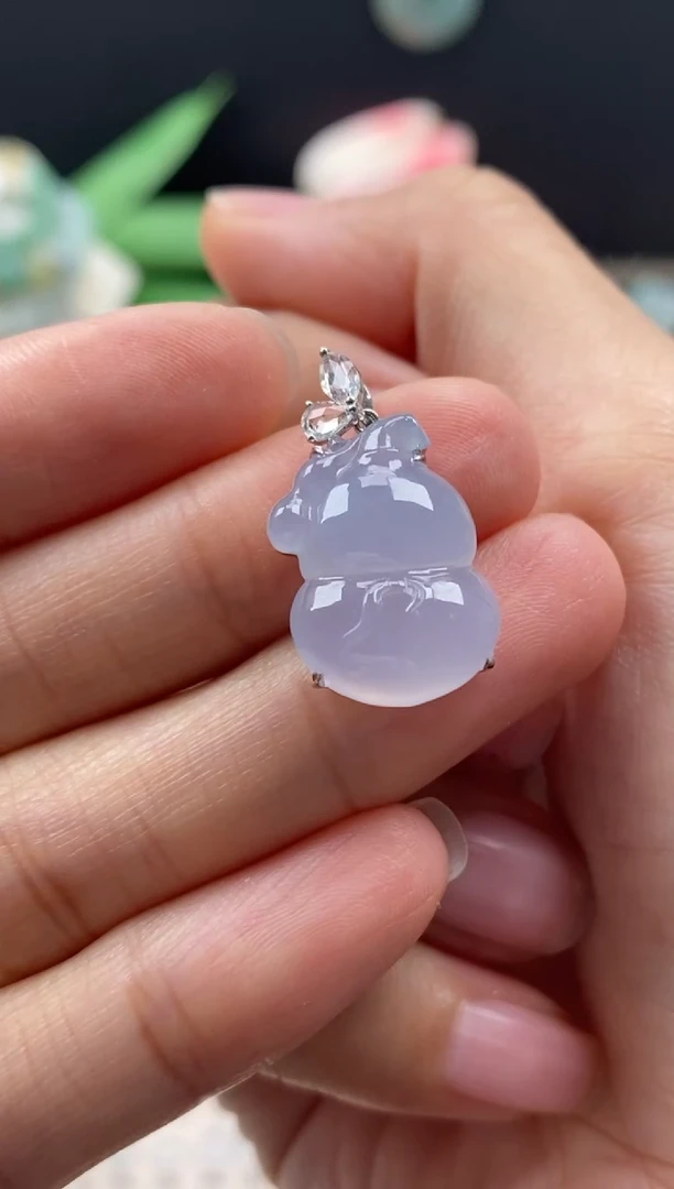 【闪购商品】翡翠颈饰18K金镶嵌翡翠冰紫葫芦