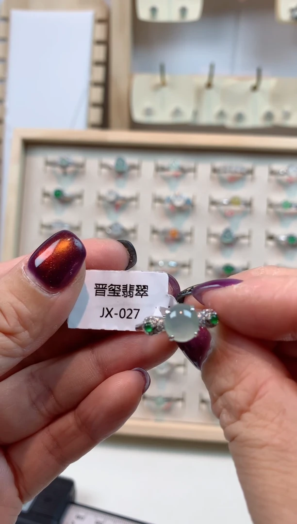 翡翠戒指银S925镶嵌翡翠A货79