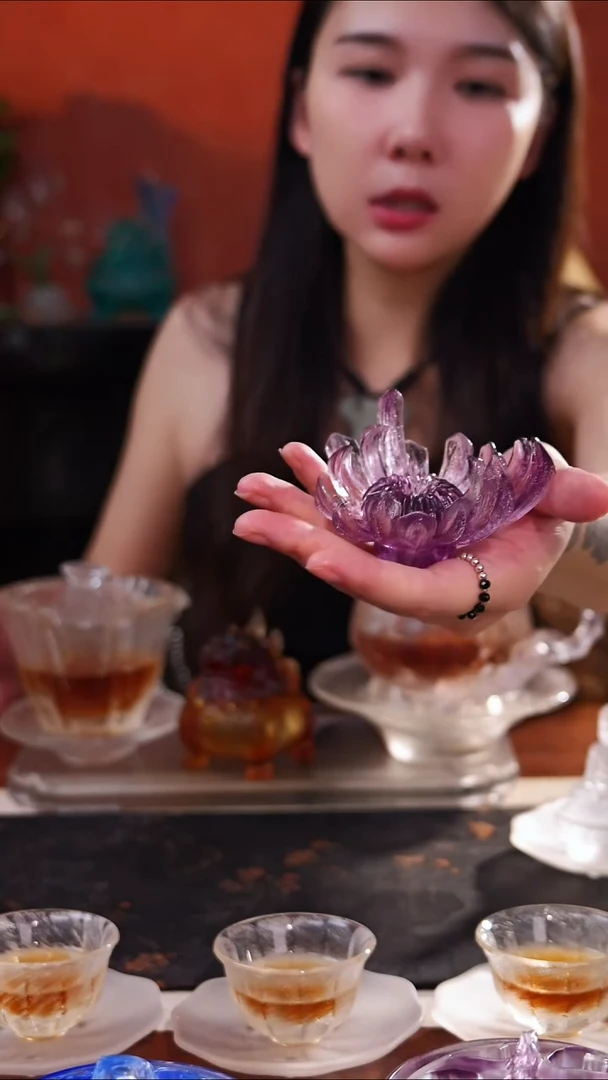 手工艺品琉璃颖*子紫色菊花香插