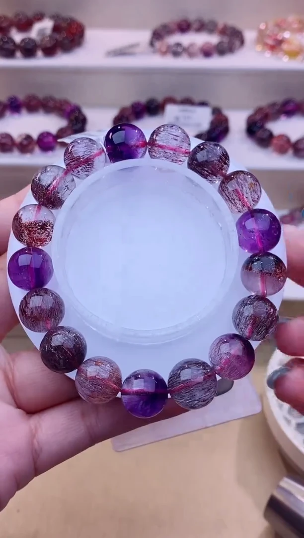 未镶嵌手链水晶黑加仑超七单圈12m+