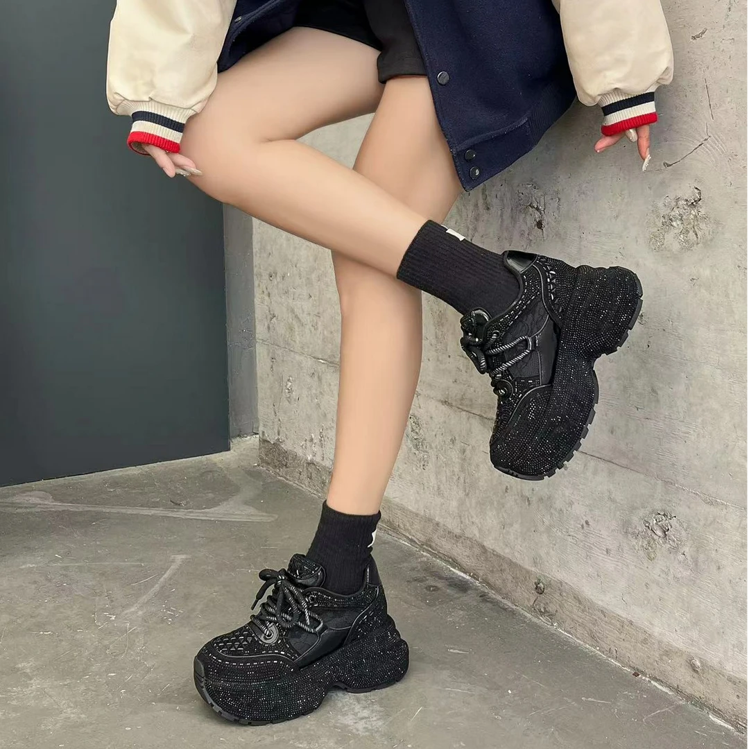 【繁星】增高8.5CM2024秋季新款女鞋时尚百搭厚底老爹鞋726-8