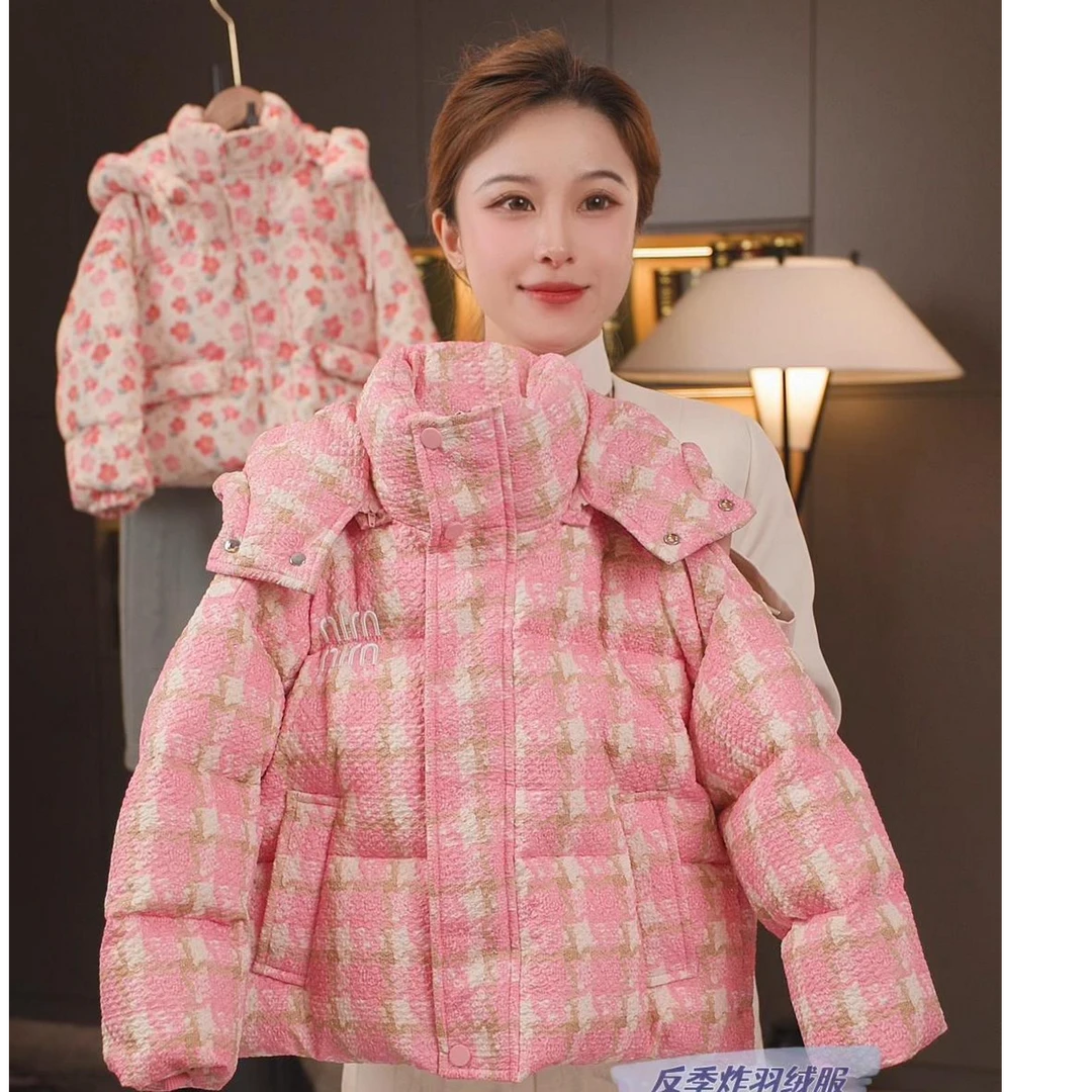 〖ANDI〗订制秋冬款中大童女童韩版时尚格子连帽羽绒服3076