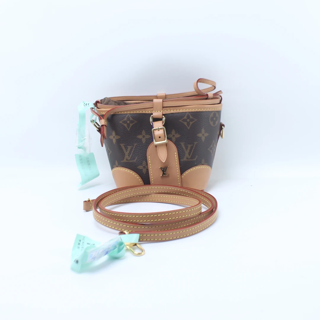 95新 LouisVuitton/路易威登 21年芯片款老花小水桶小烧麦单肩包