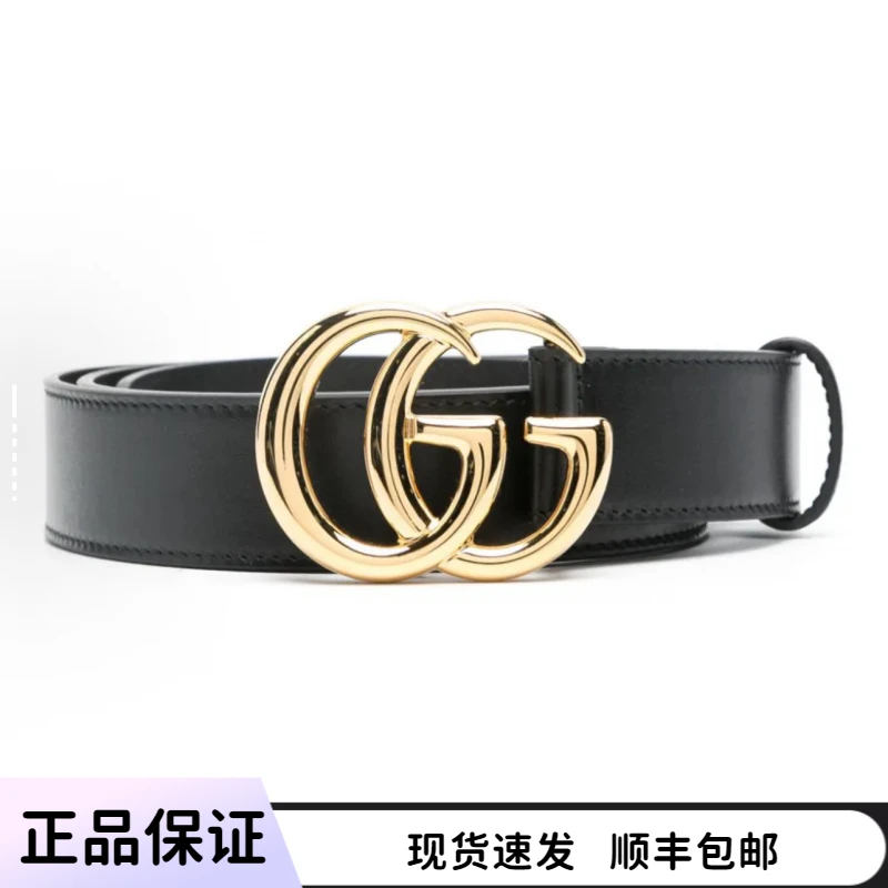 GUCCI古驰 Logo设计 金属镀金 皮带 宽3cm 黑色4145160YA0G