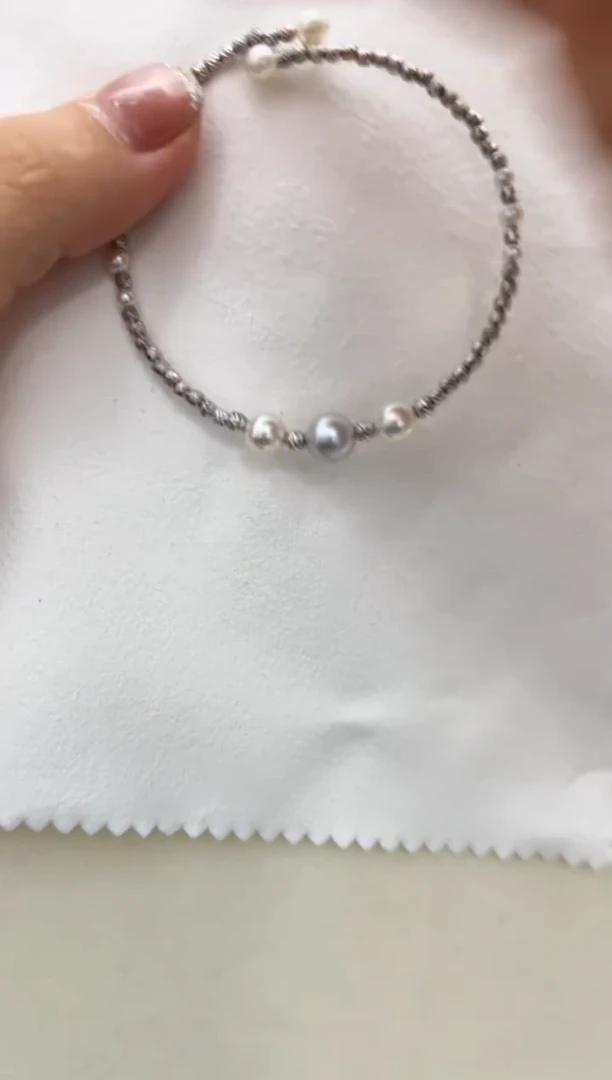 银S925镶嵌手圈海水珍珠手圈