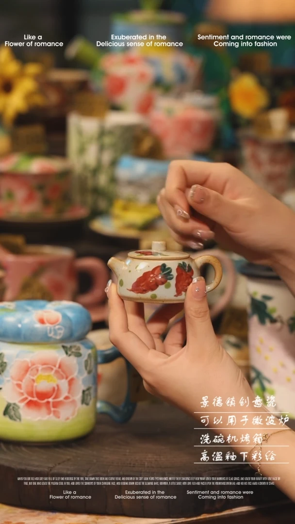 陶瓷随机景德镇高温釉下彩绘设计师款式