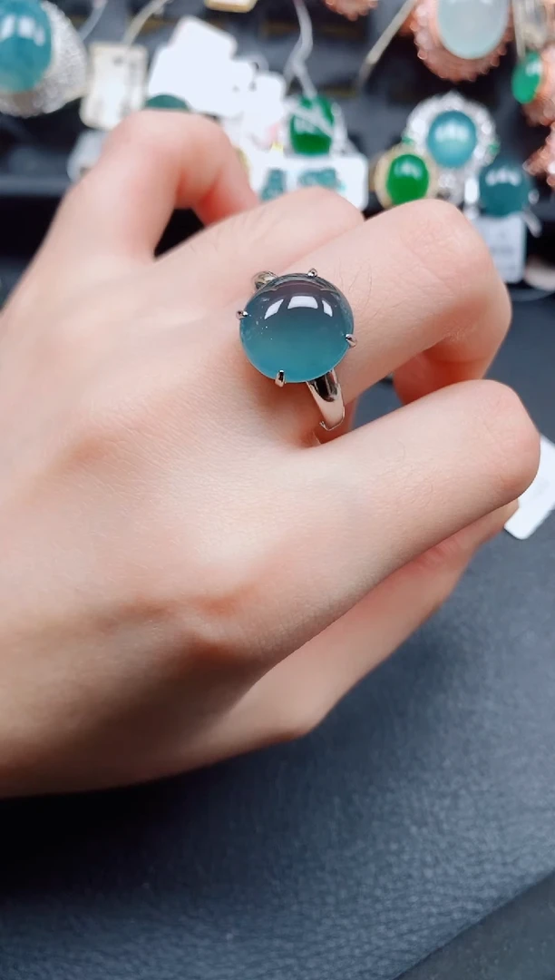 银S925镶嵌戒指翡翠翡翠