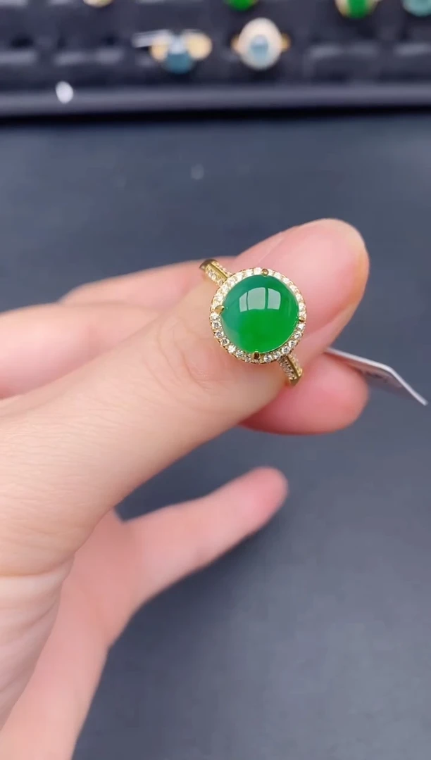 银S925镶嵌戒指翡翠天然a货翡翠256