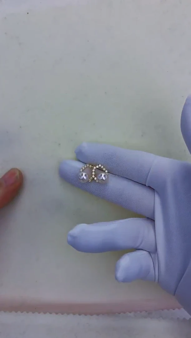 银S925镶嵌饰品海水珍珠金色宋慧乔耳饰