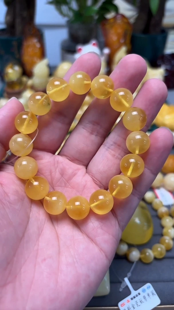 手串蜜蜡未镶嵌p82俄料金白溶洞蜜蜡单圈 18.34克 12+mm