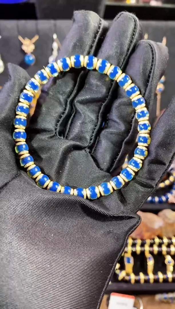 【闪购商品】琥珀珠宝奇石银S925镶嵌6MM多米尼加非净水文玩串