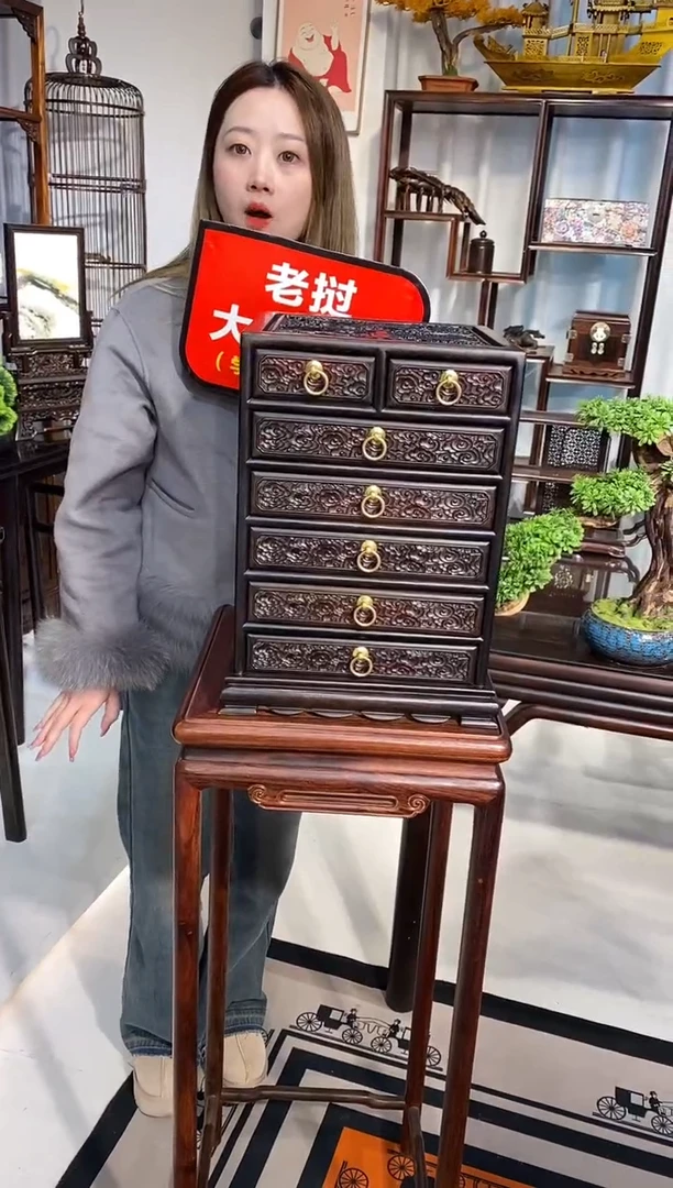 【闪购商品】红酸枝木类端景台红酸枝茶柜