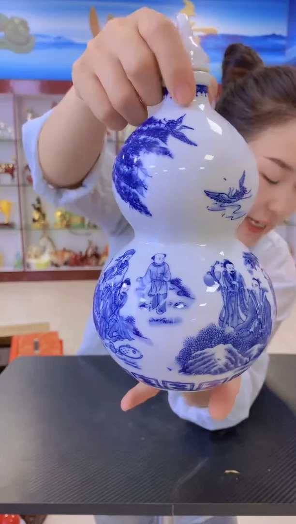 2斤装青花葫芦陶瓷空酒坛