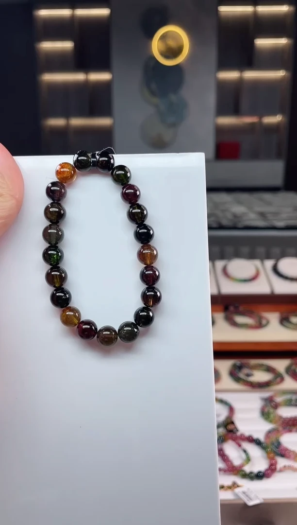 未镶嵌老矿碧玺单圈手串9mm+碧玺（多样性发一条）Q