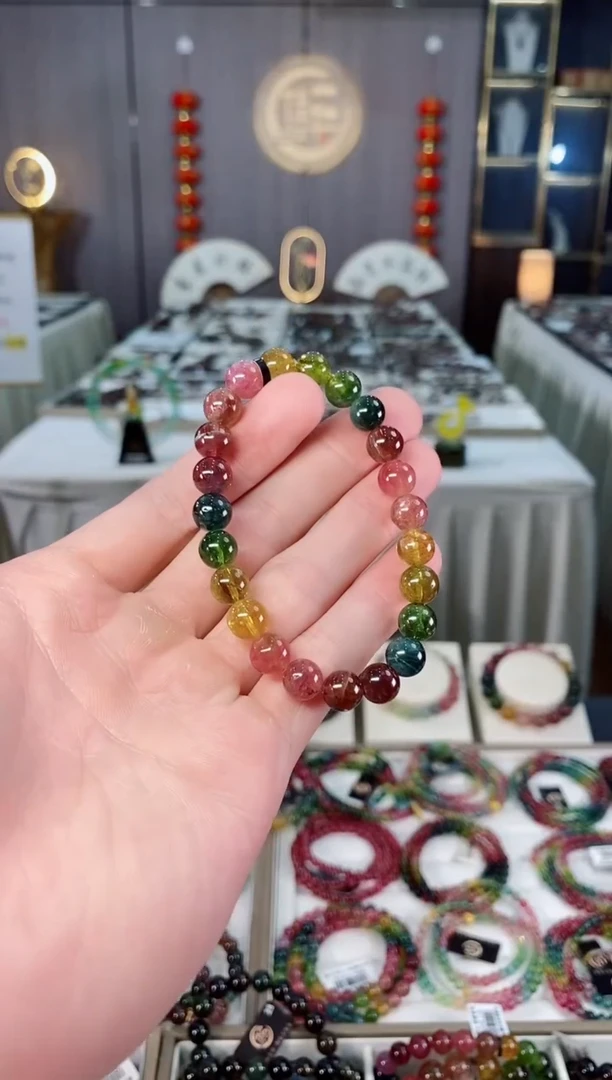 未镶嵌收藏级老矿碧玺单圈手串8mm+碧玺xion多样性发一条