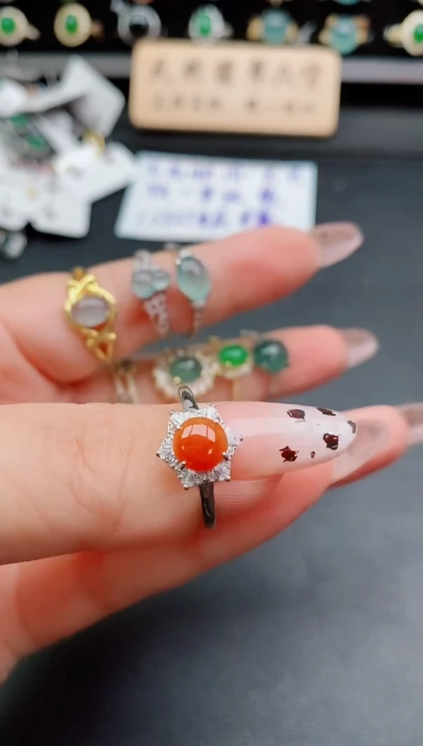 银S925镶嵌戒指翡翠1