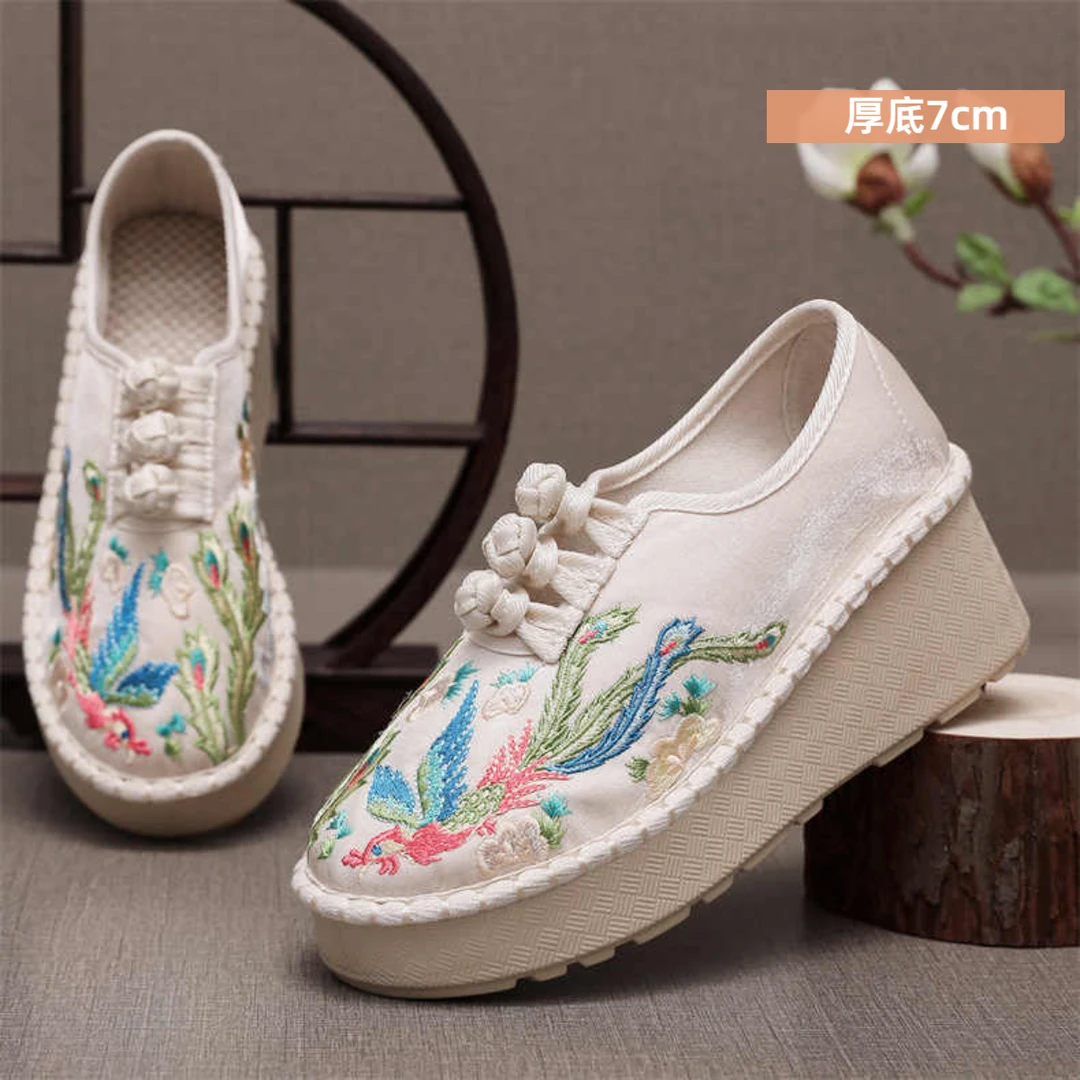 春季厚底高跟老北京布鞋女民族风中式国风汉服鞋子软底绣花鞋女鞋