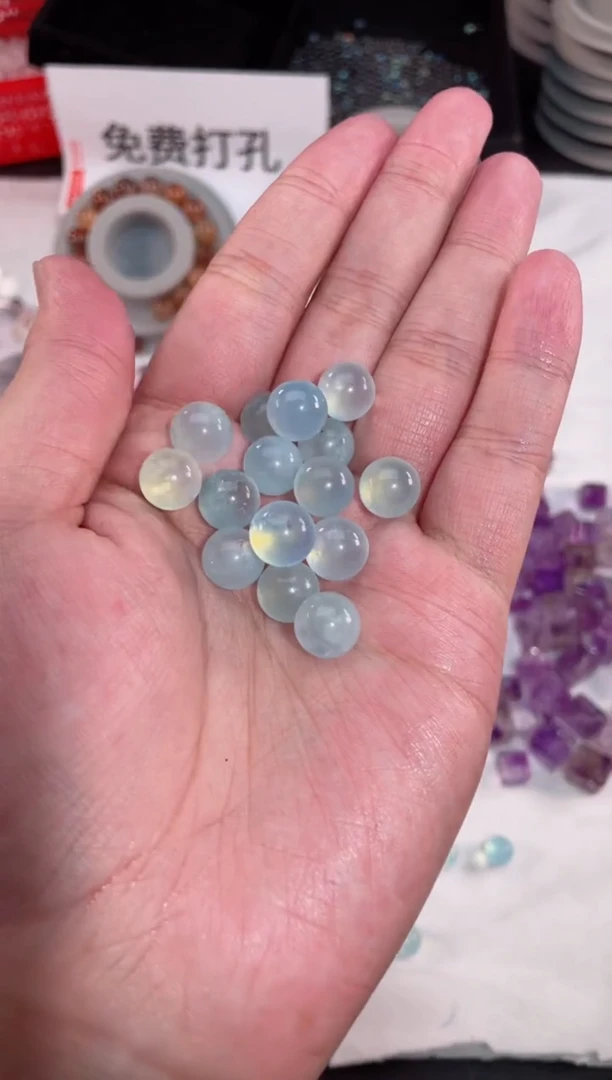 【闪购商品】水晶【W812】海蓝宝10mm单珠未镶嵌多样性2颗
