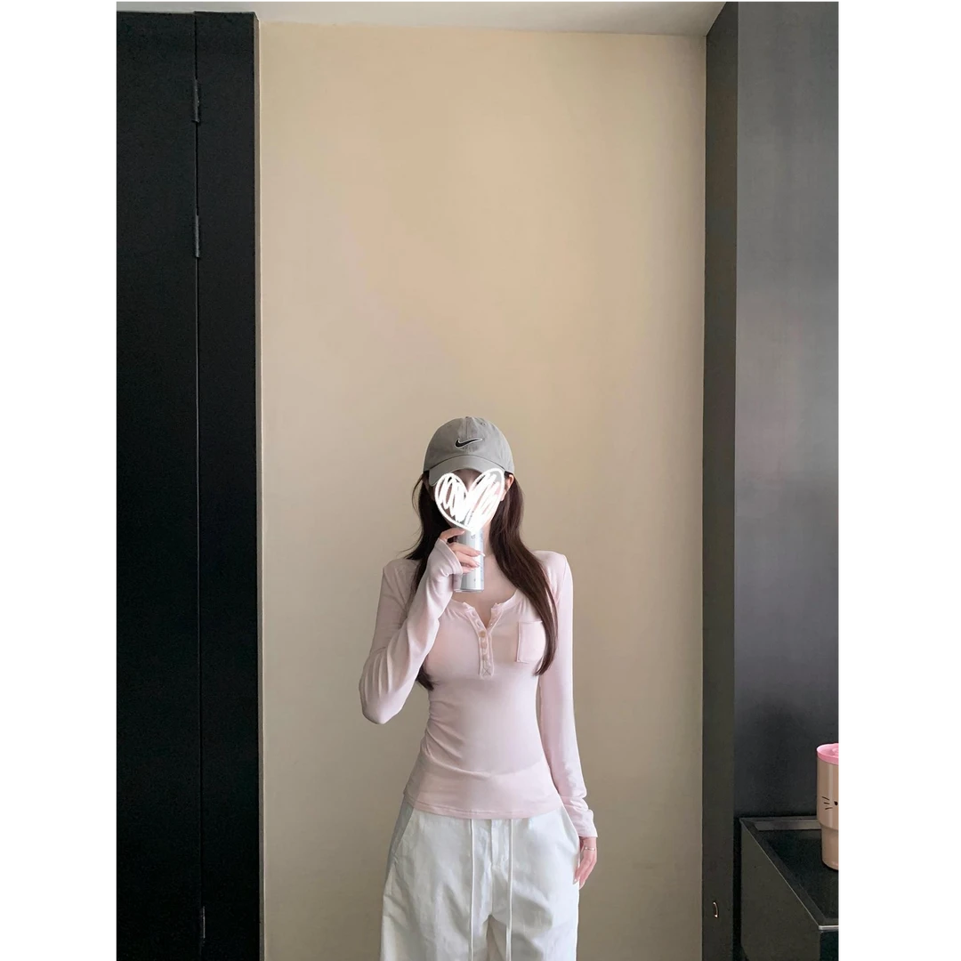 【全额运补】【入秋万能搭】搭遍衣橱修身显瘦纽扣亨利衫打底长袖T恤