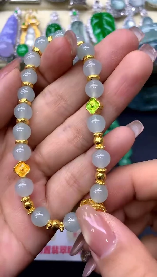 足金镶嵌手链翡翠248-中国好珍宝