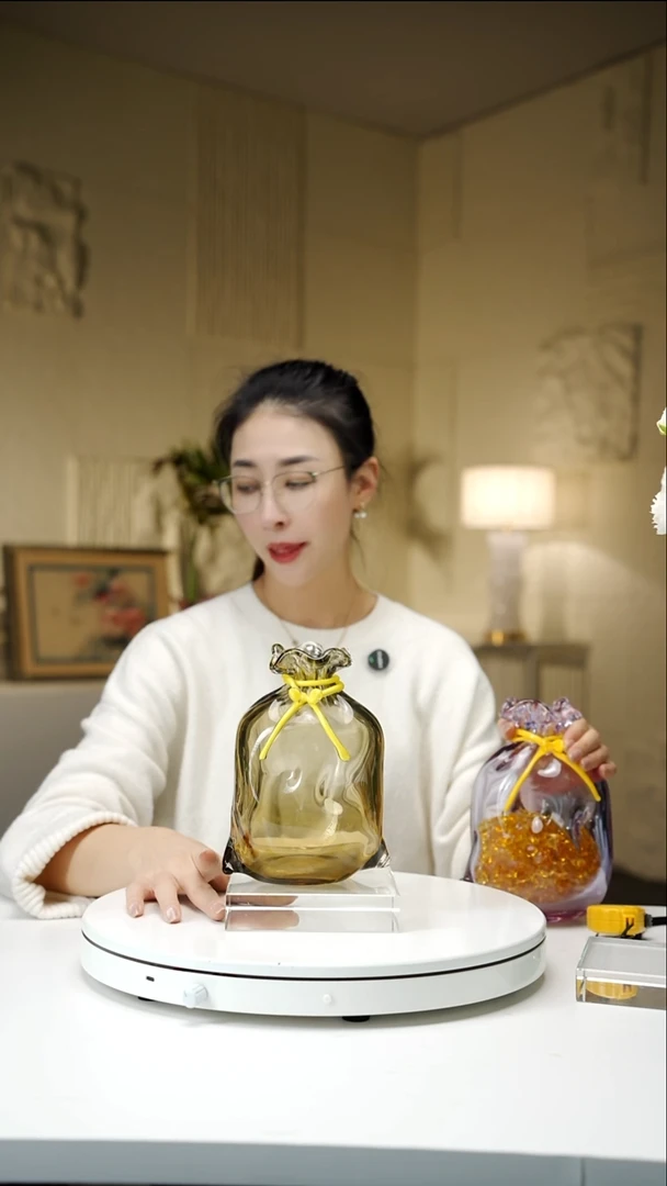 手工艺品琉璃茶金色设计款福袋摆件