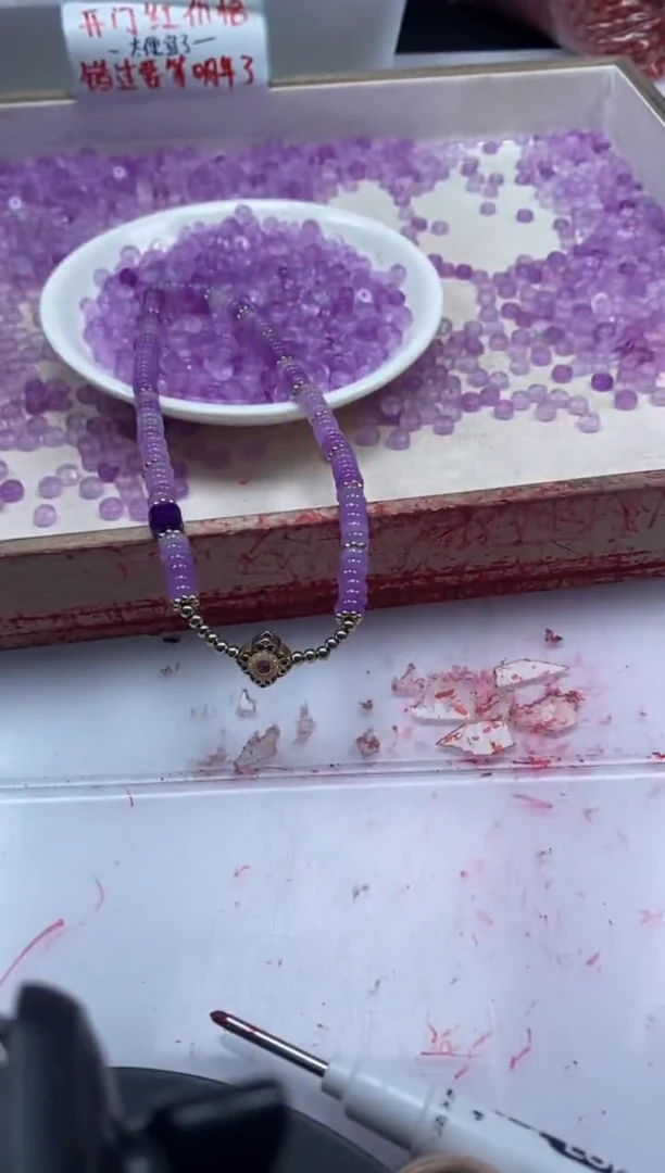 【闪购商品】玛瑙/玉髓颈饰未镶嵌w1584冰紫罗兰算盘6*3mm*60颗