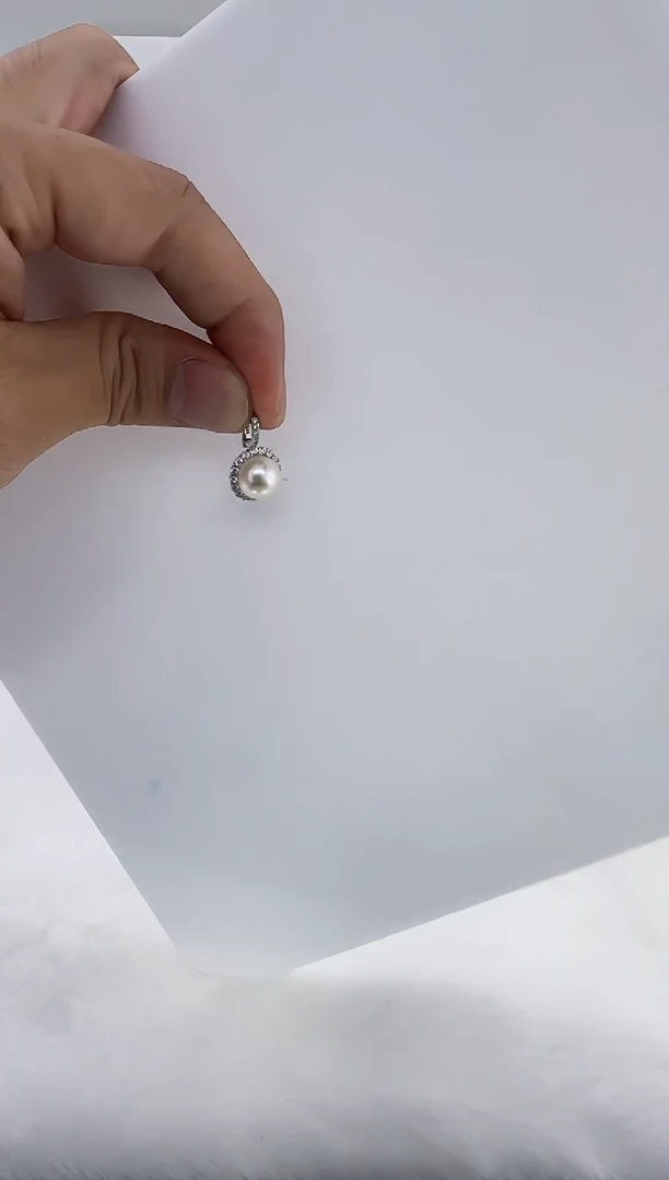 银S925镶嵌淡水珍珠DA珍珠吊坠9-10 b498