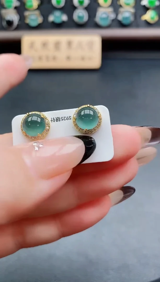 银S925镶嵌戒指翡翠1