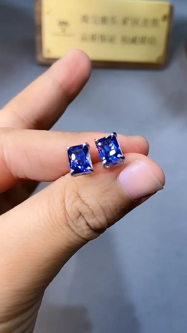 【闪购商品】蓝宝石耳饰银S925镶嵌354