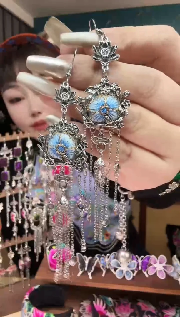 刺绣纯手工民族风刺绣耳环