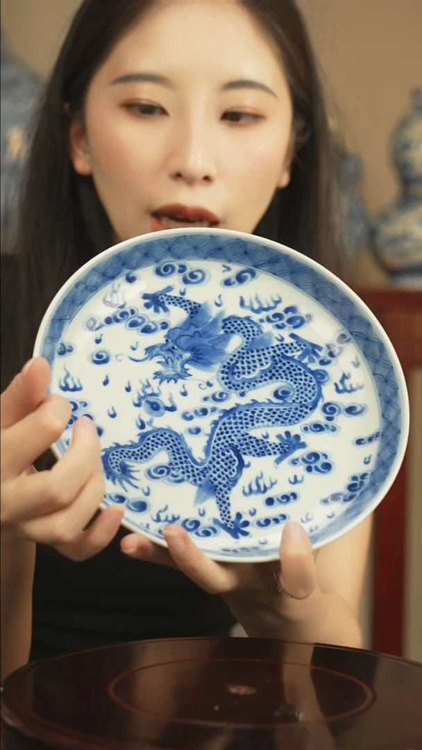 guangxu单龙戏珠青花大盘