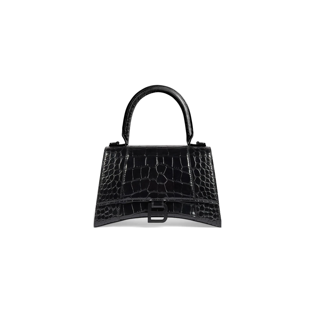 99新 Balenciaga/巴黎世家 壹所奢品/黑标鳄压纹沙漏包S斜跨包
