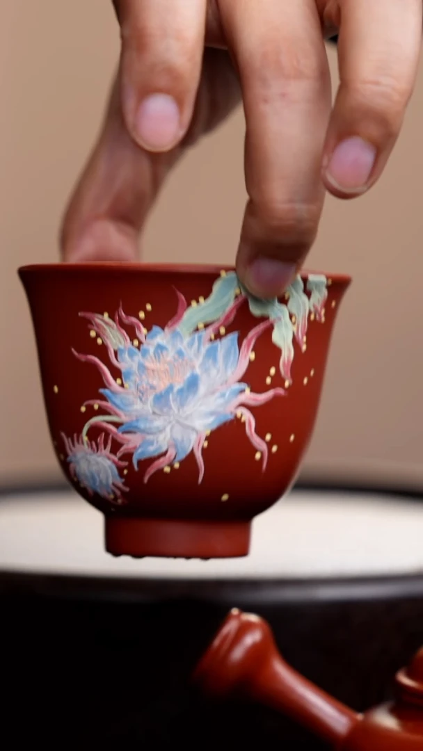 茶壶紫砂朱泥铃铛杯三花