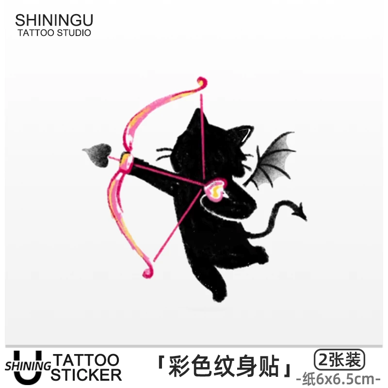 SHININGU 邪恶小天使 黑暗爆款天使纹身贴高级感男小众防水纹身贴