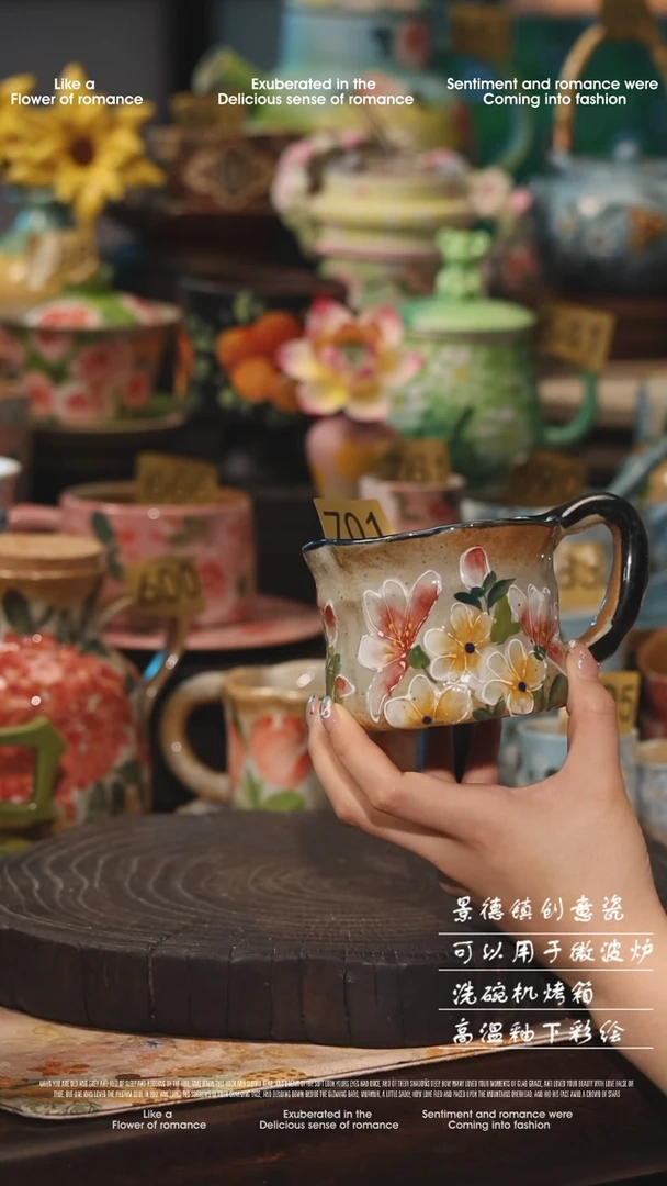 陶瓷景德镇高温釉下彩绘设计师款式