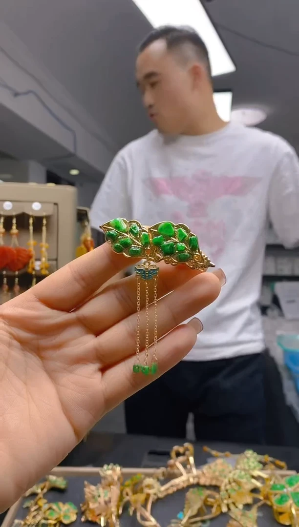 【闪购商品】翡翠耳饰合金452翡翠发簪