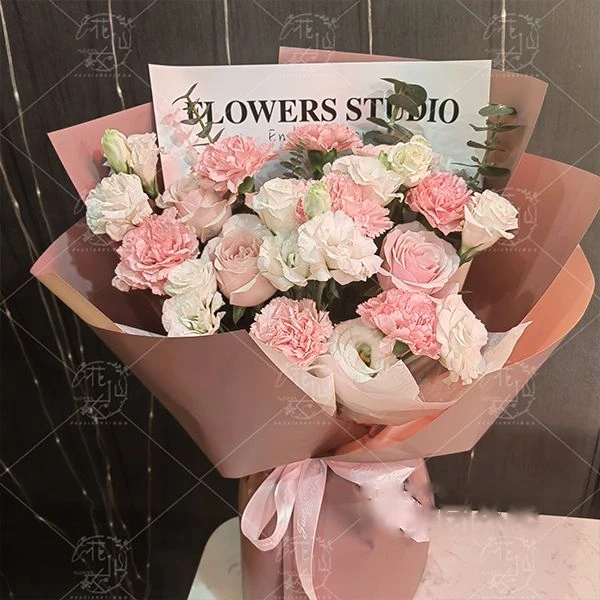 【幸福安康】康乃馨混搭粉玫瑰花束1束生日鲜花生日花束花店送花上门124c