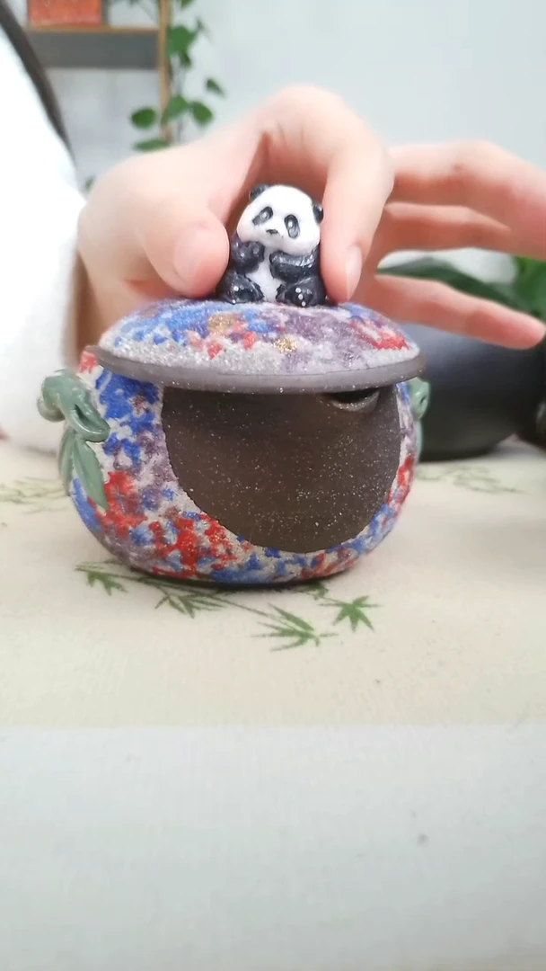 陶 岩矿 手工 熊猫宝瓶