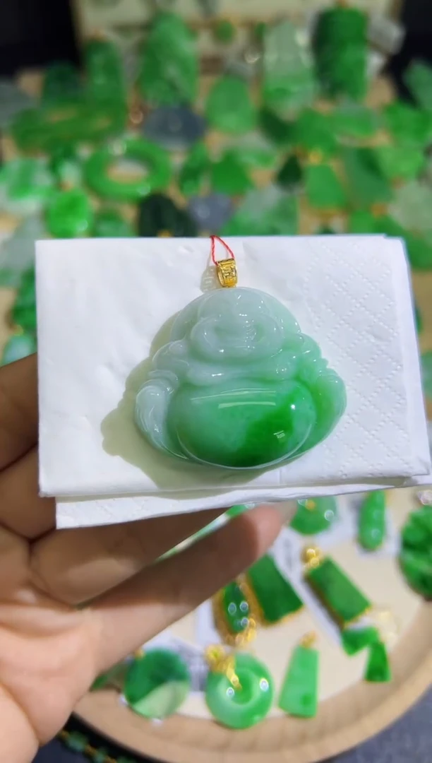 【闪购商品】翡翠颈饰18K金镶嵌Q缅料A货翡翠/支持复检/一件