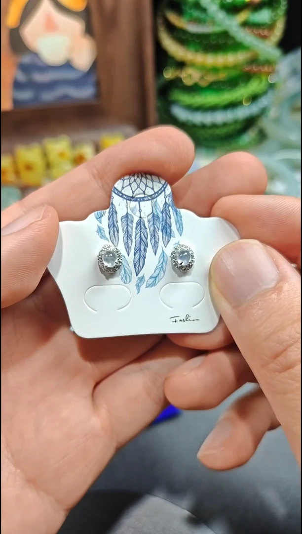 银S925镶嵌翡翠耳饰翡翠耳饰S925银镶嵌