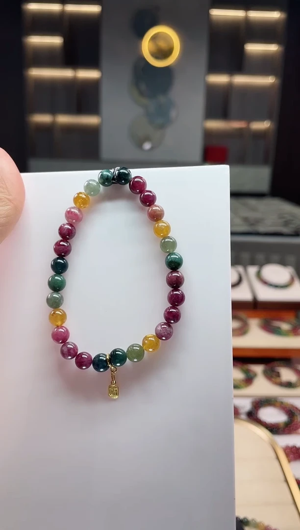 未镶嵌老矿碧玺单圈手串6mm+碧玺（多样性发一条）Q