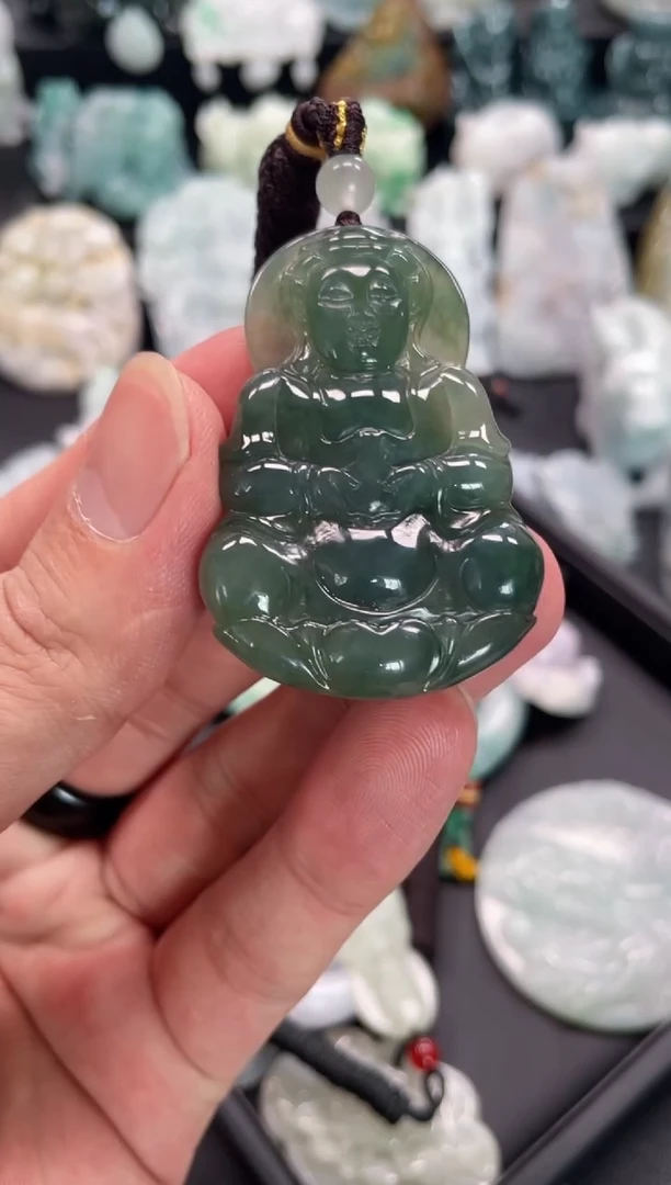 翡翠未镶嵌颈饰6  天然翡翠a货  观音