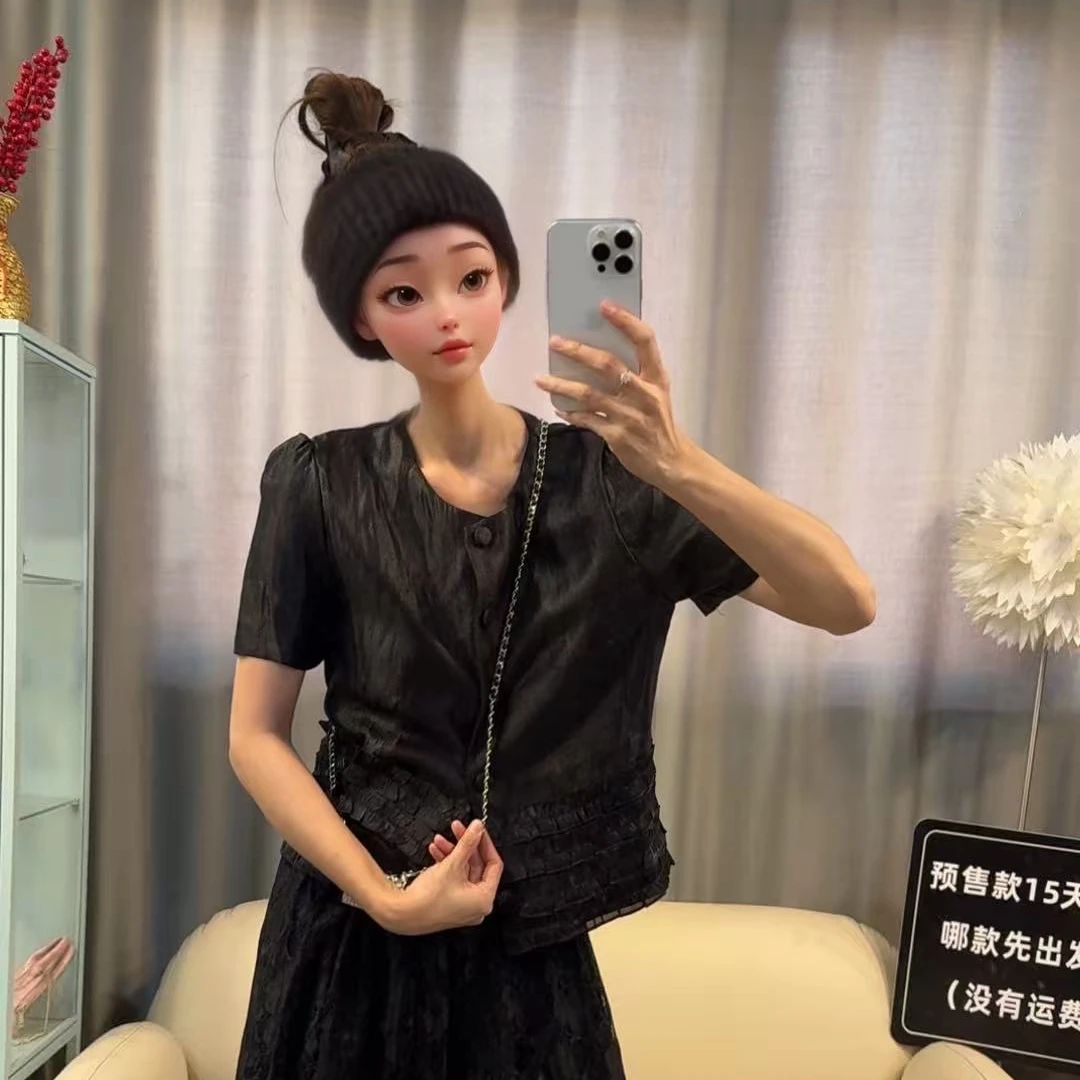 【文乐乐】春季新款高级国潮个性时尚休闲潮流百搭衬衫6628