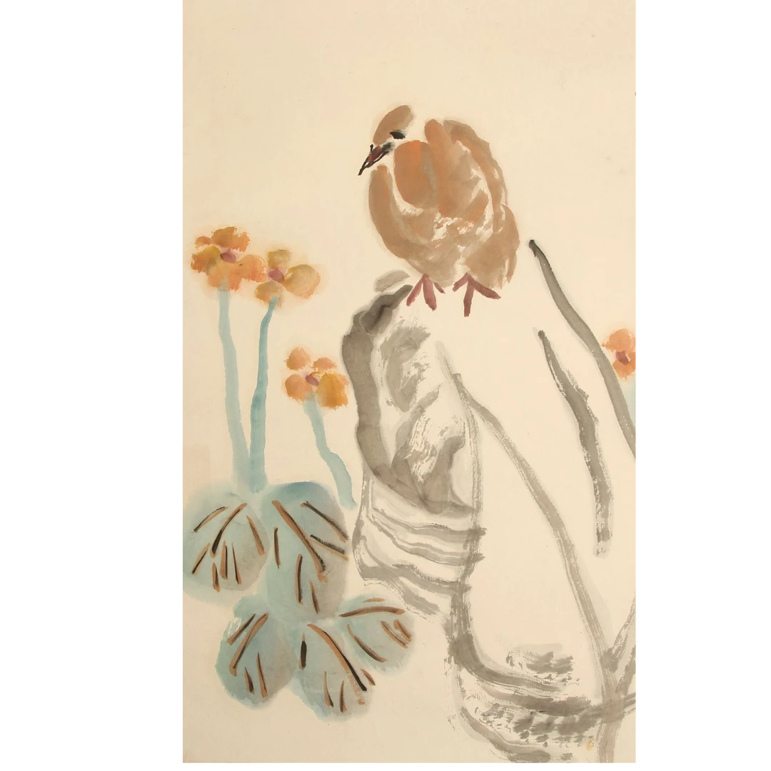 LOT.2695 《花鸟》46*34cm 纸本设色托片