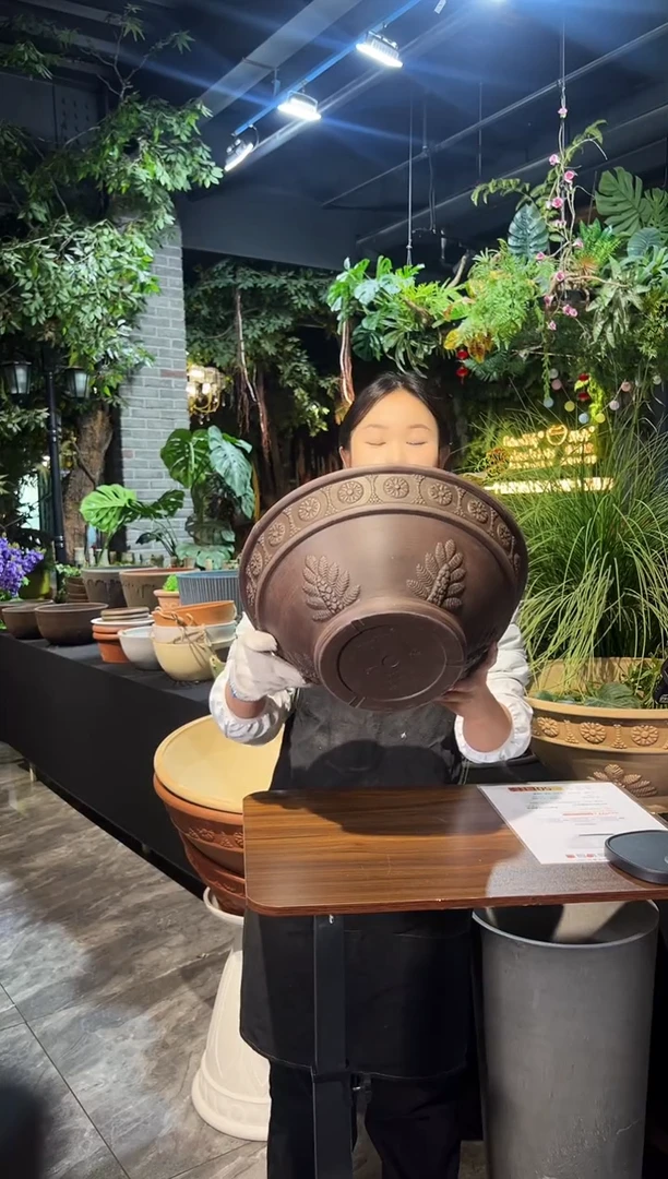 38*16/09G38巧克力色小口径碗莲盆