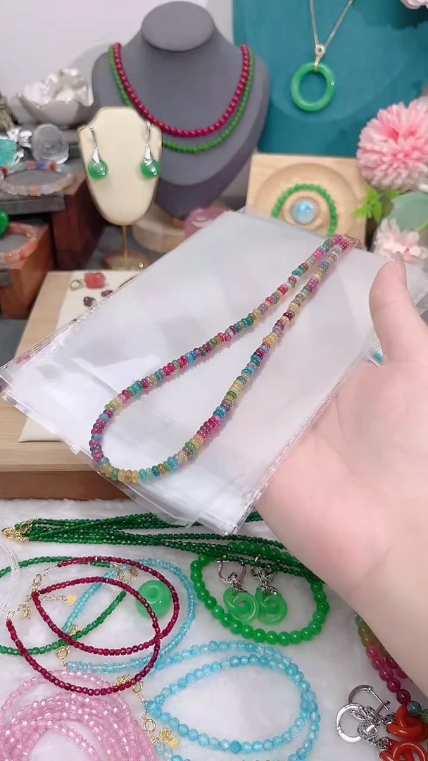 颈饰银S925镶嵌碧玺算盘69