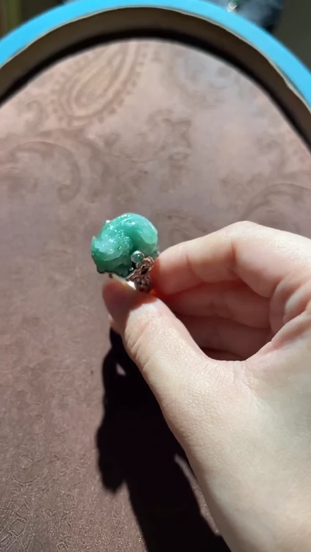 翡翠戒指银S925镶嵌红翡绿翠