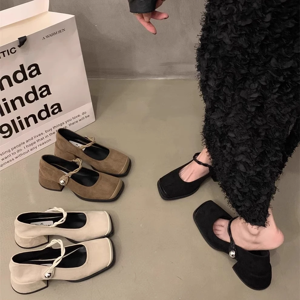 【万象撤柜】法式小香风高跟玛丽珍鞋女2025春季新款仙女单鞋小皮鞋