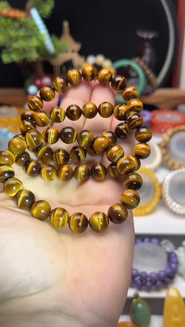 未镶嵌木变石（虎睛石）珠宝奇石多样性发一件/无证书/10mm