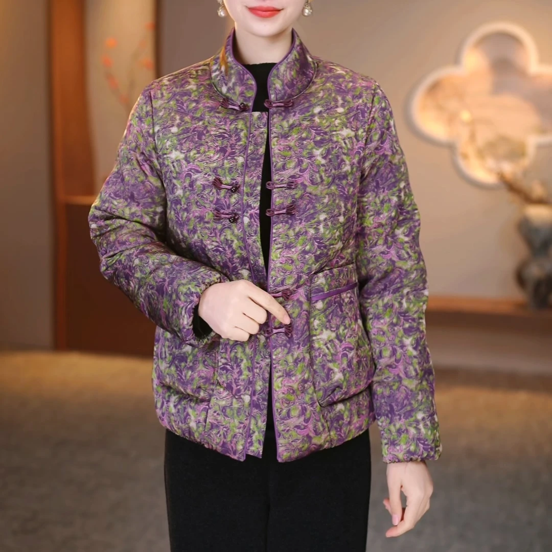 国风新中式妈妈装冬季短款棉袄外套中老年高贵气质棉服XKL-25925